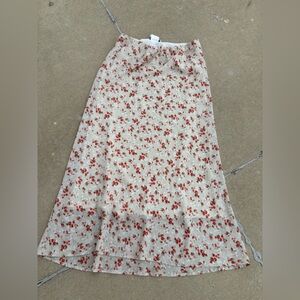 Tribal Cream and Red Floral A-Line Skirt